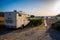 Motorhome parked on amazing Skinaria beach,Â Crete, Greece